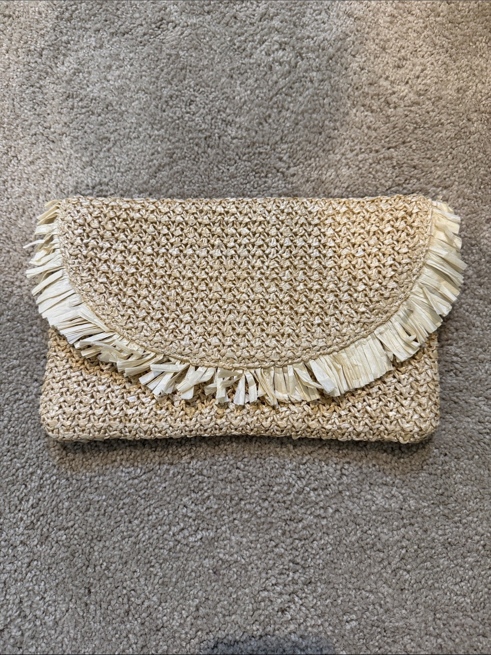Beachly Neutral Straw Fringe Clutch - Women's Beach Tote